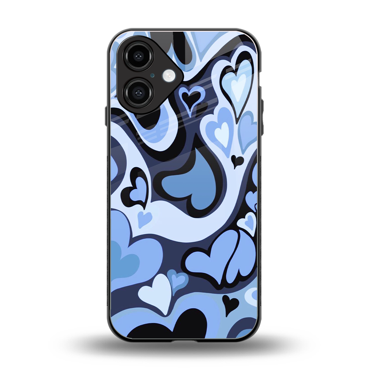 Y2K Blue Meltdown Hearts back phone cover | glass case for iphone 16