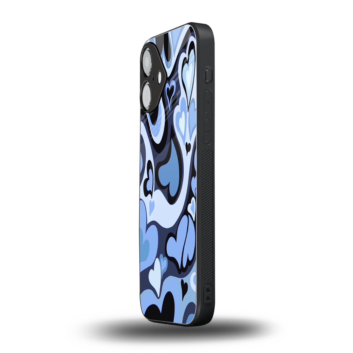 Y2K Blue Meltdown Hearts iPhone 16 mobile cover | shockproof glass phone case