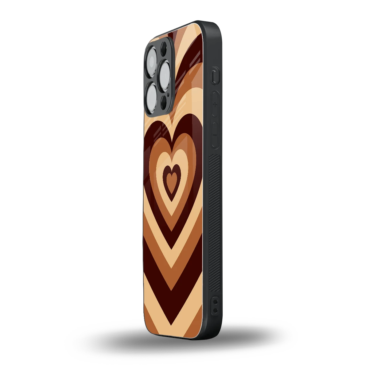 Y2K Brown Hearts iphone 14 pro max mobile cover | shockproof glass phone case
