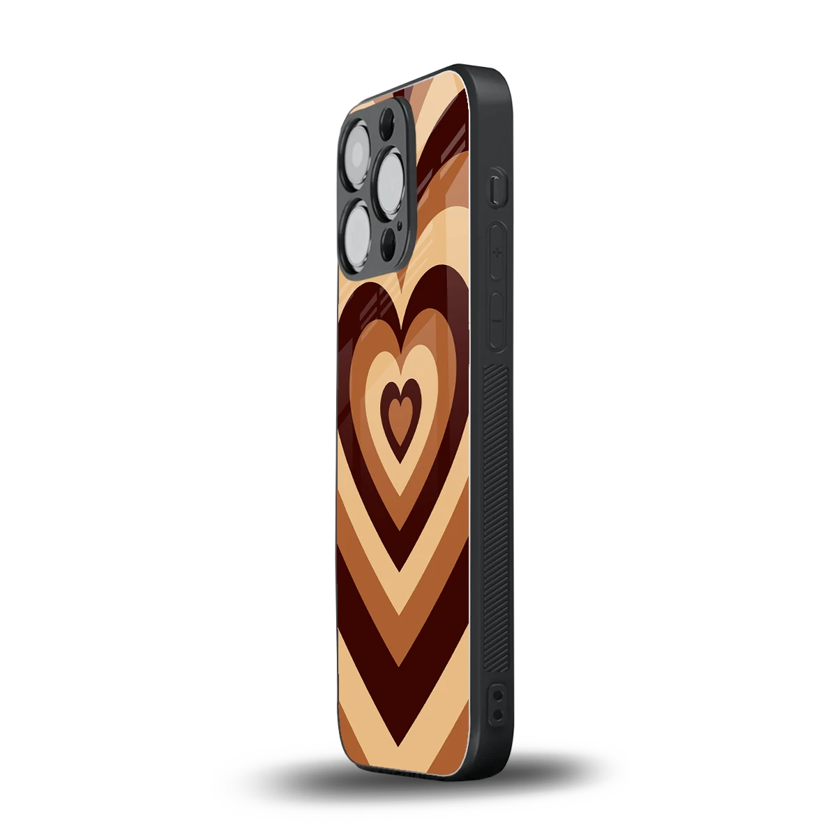 Y2K Brown Hearts iphone 15 pro mobile cover | shockproof glass phone case