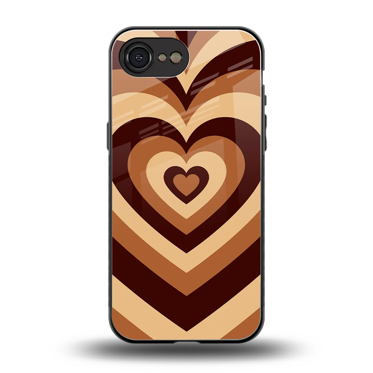 Y2K Brown Hearts back phone cover | glass case for iphone 16e