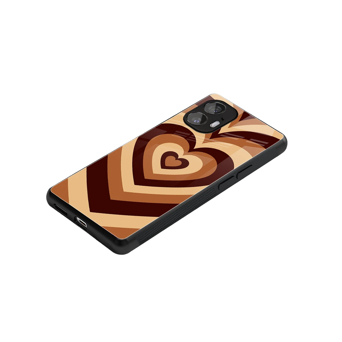 Y2K Brown Hearts stylish phone case for nothing phone 2 | glossy glass and slim fit