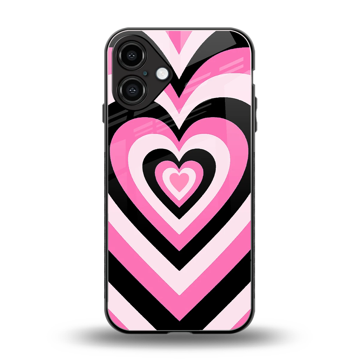 Y2K Bubblegum Hearts back phone cover | glass case for iphone 16 plus
