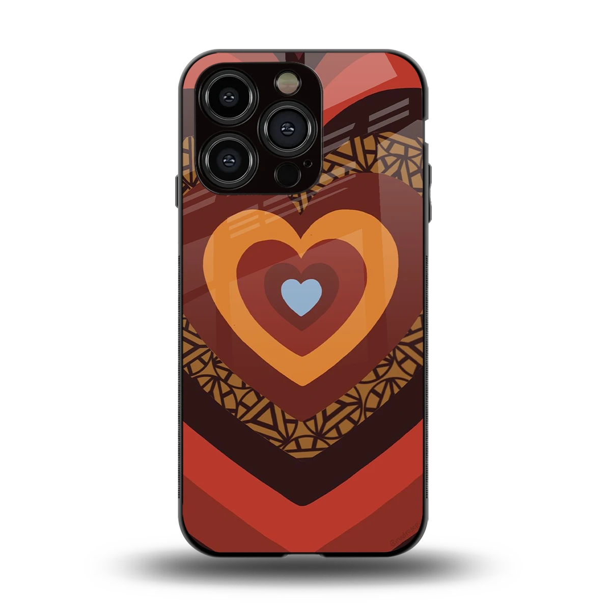 Y2K Caramel Crush Hearts back phone cover | glass case for iphone 15 pro
