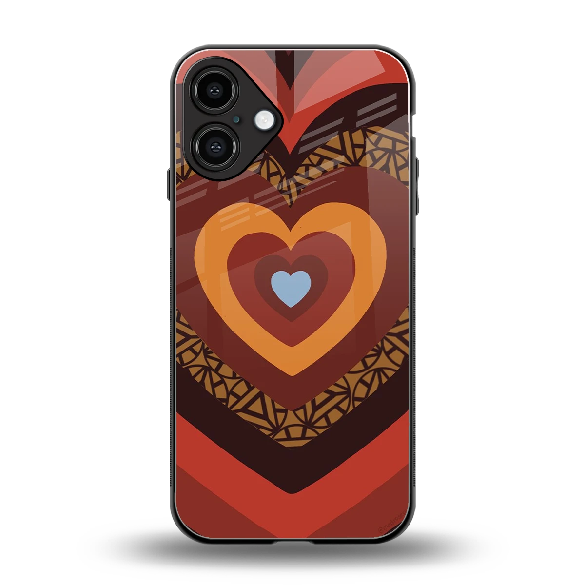 Y2K Caramel Crush Hearts back phone cover | glass case for iphone 16 plus