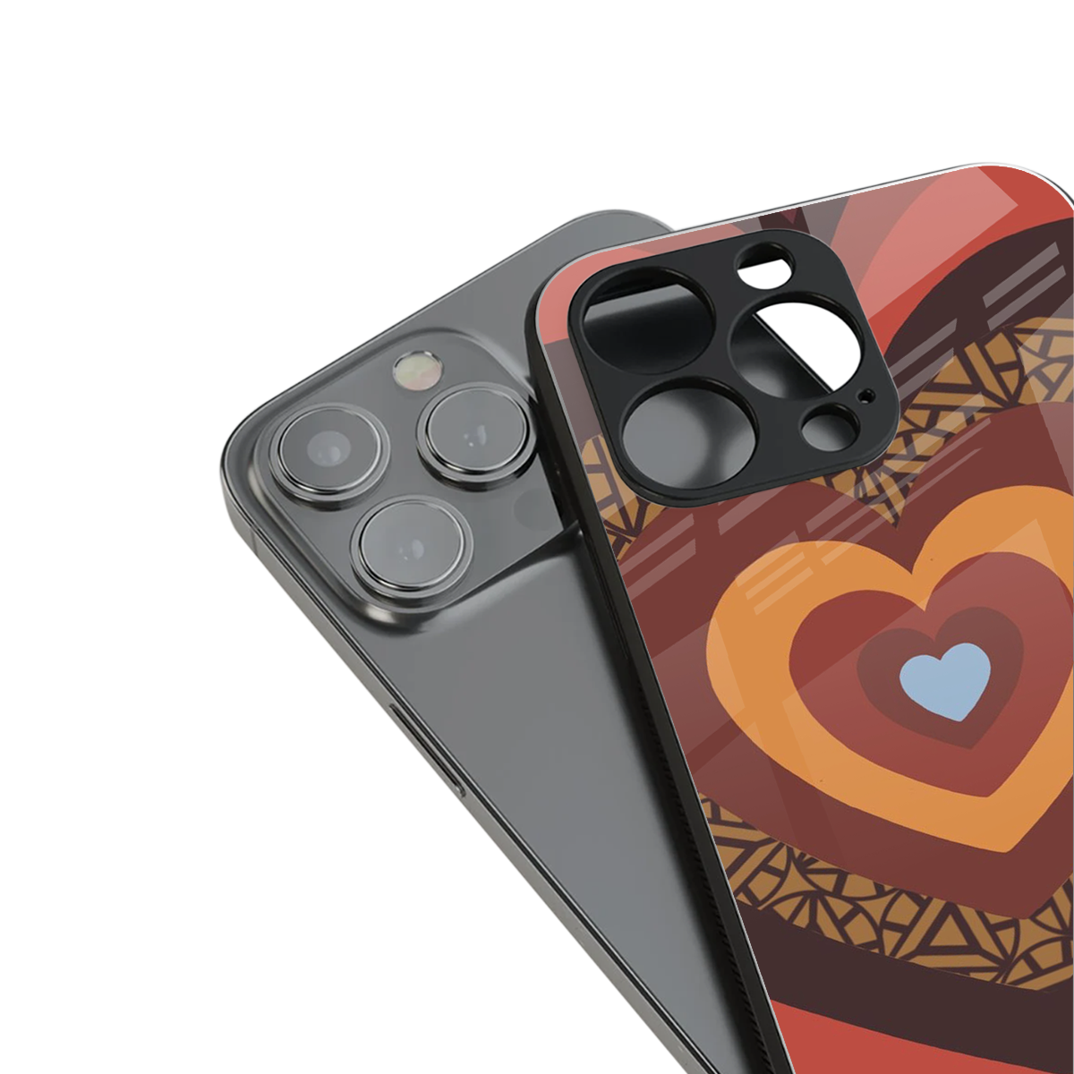 Y2K Caramel Crush Hearts Phone Case for Iphone 16 | Glass Case