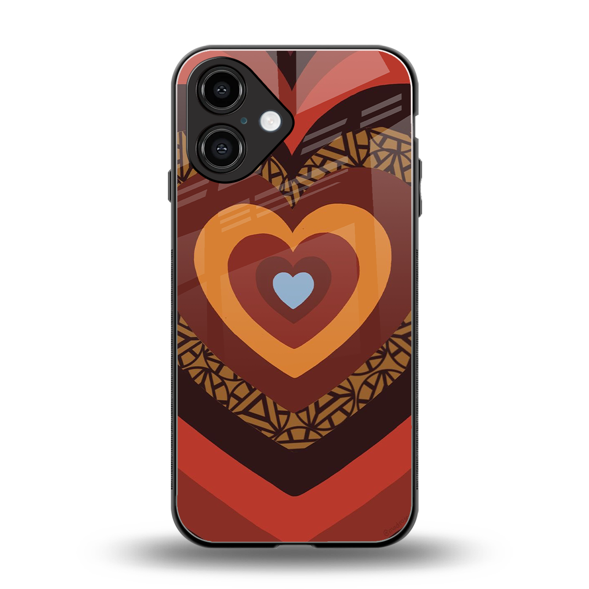 Y2K Caramel Crush Hearts Phone Case for Iphone 16 | Glass Case