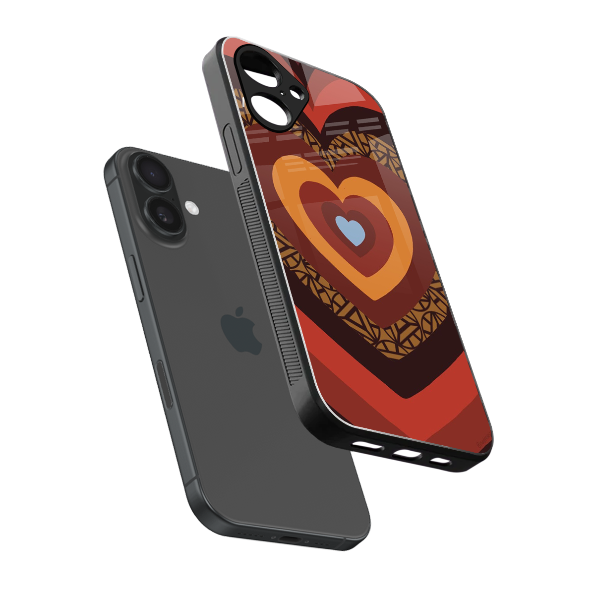 Y2K Caramel Crush Hearts Phone Case for Iphone 16 | Glass Case