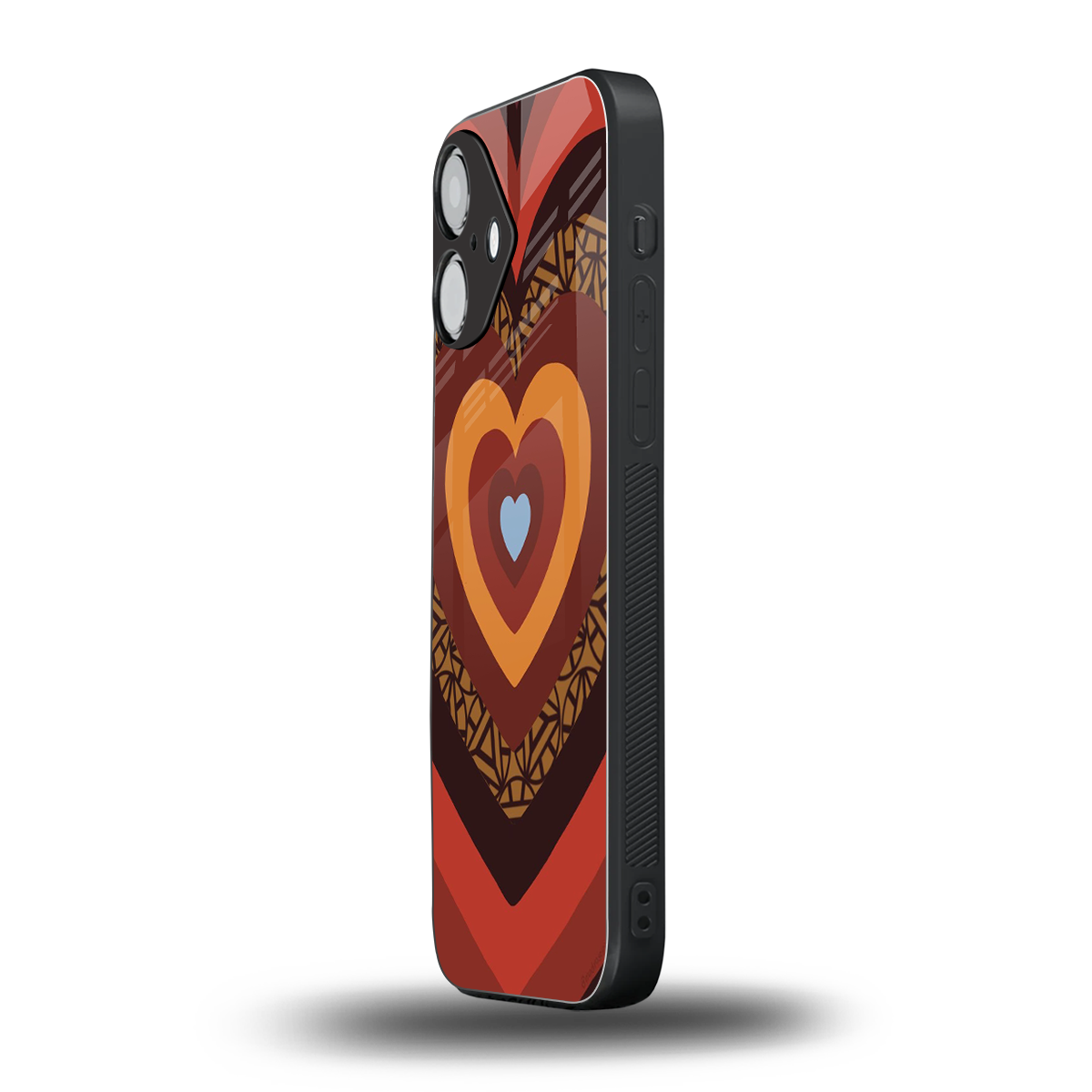 Y2K Caramel Crush Hearts Phone Case for Iphone 16 | Glass Case