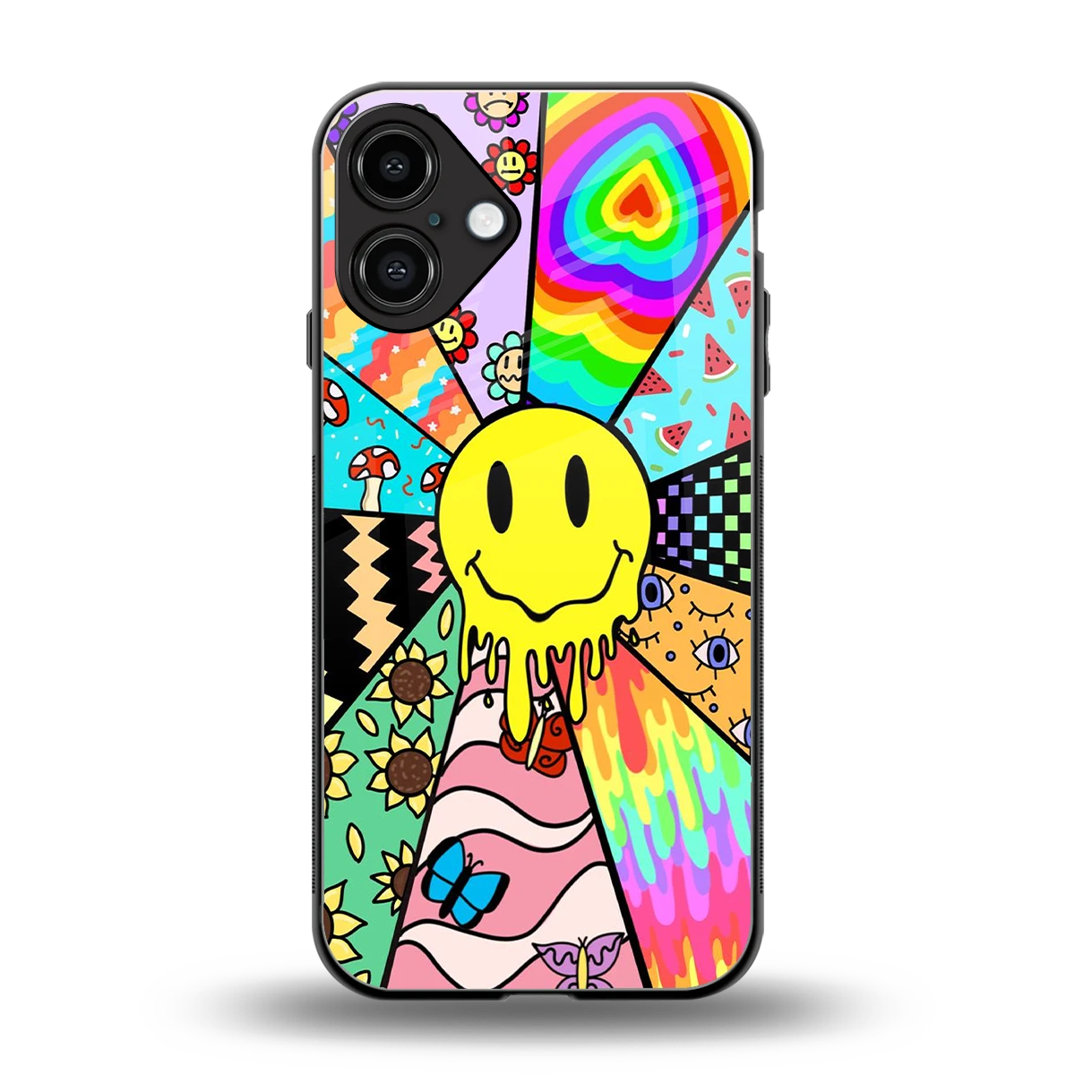 Y2K Doodle back phone cover | glass case for iphone 16 plus