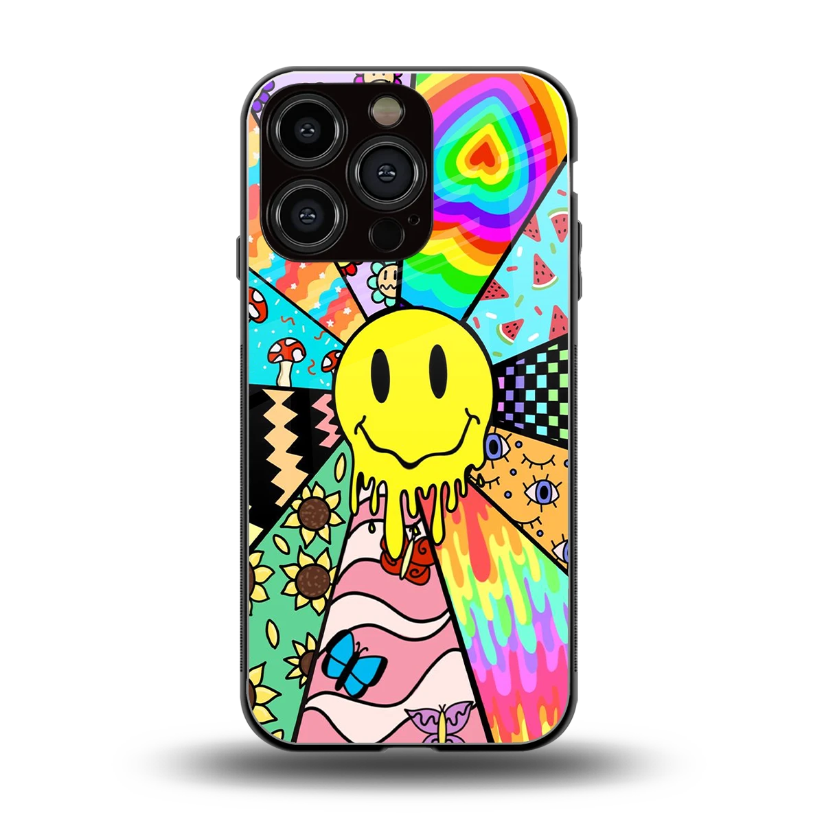 Y2K Doodle back phone cover | glass case for iphone 16 pro