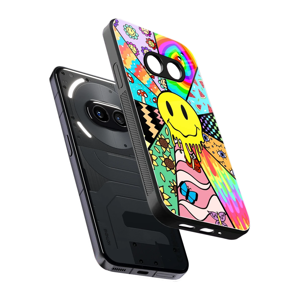 Y2K Doodle sleek nothing phone 2a cover with tempered glass back and TPU edges