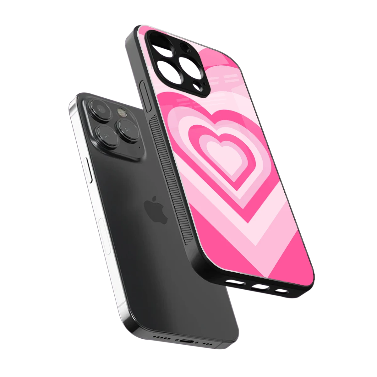 Y2K Flamingo Hearts sleek iphone 15 pro cover with tempered glass back and TPU edges