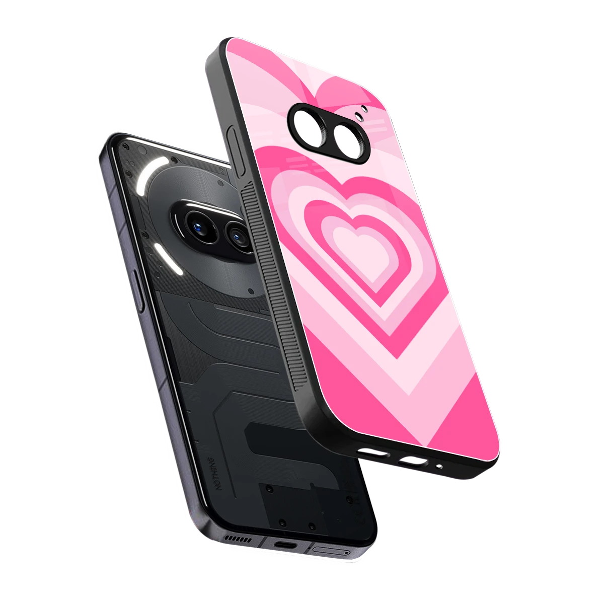 Y2K Flamingo Hearts sleek nothing phone 2a cover with tempered glass back and TPU edges