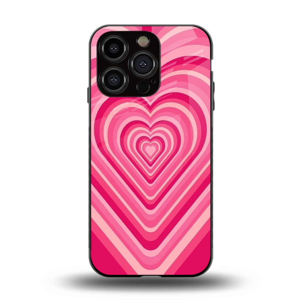 Y2K French Pink Hearts back phone cover | glass case for iphone 15 pro