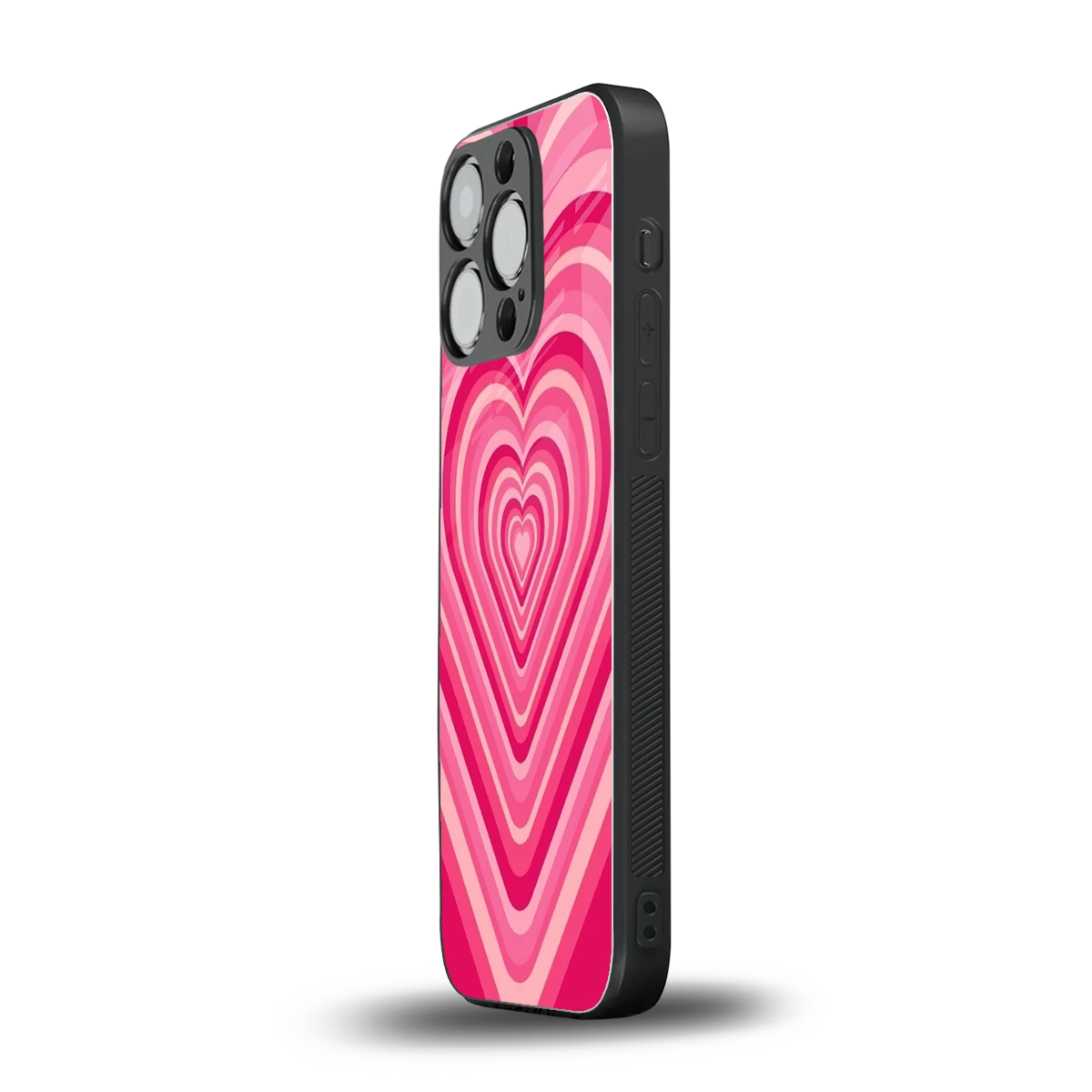 Y2K French Pink Hearts iphone 15 pro mobile cover | shockproof glass phone case