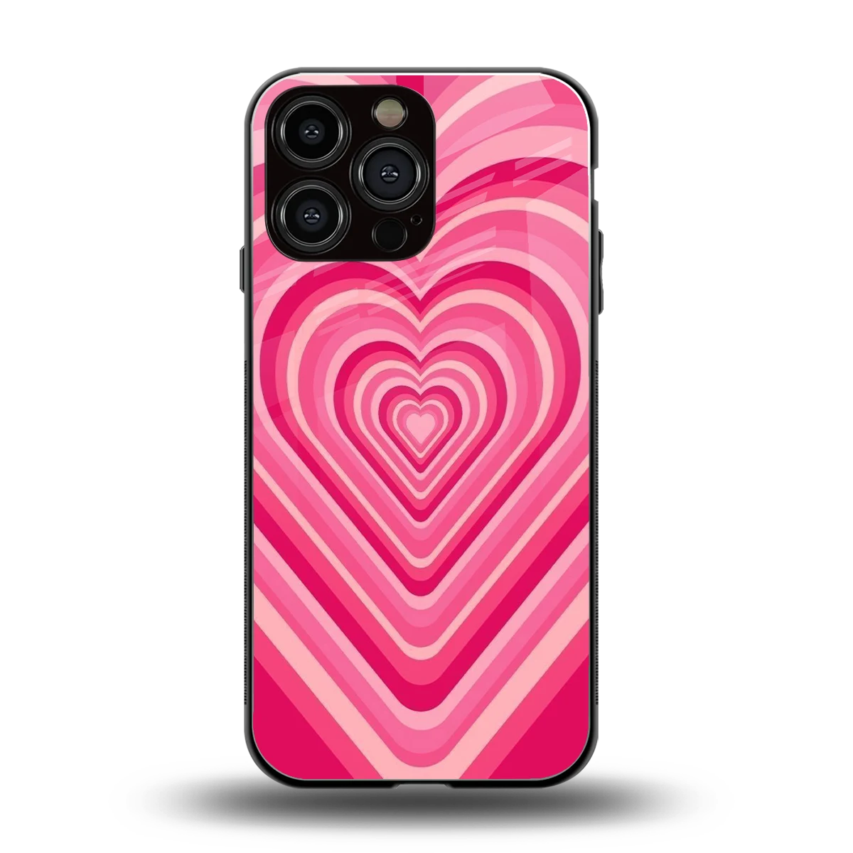 Y2K French Pink Hearts back phone cover | glass case for iphone 16 pro max