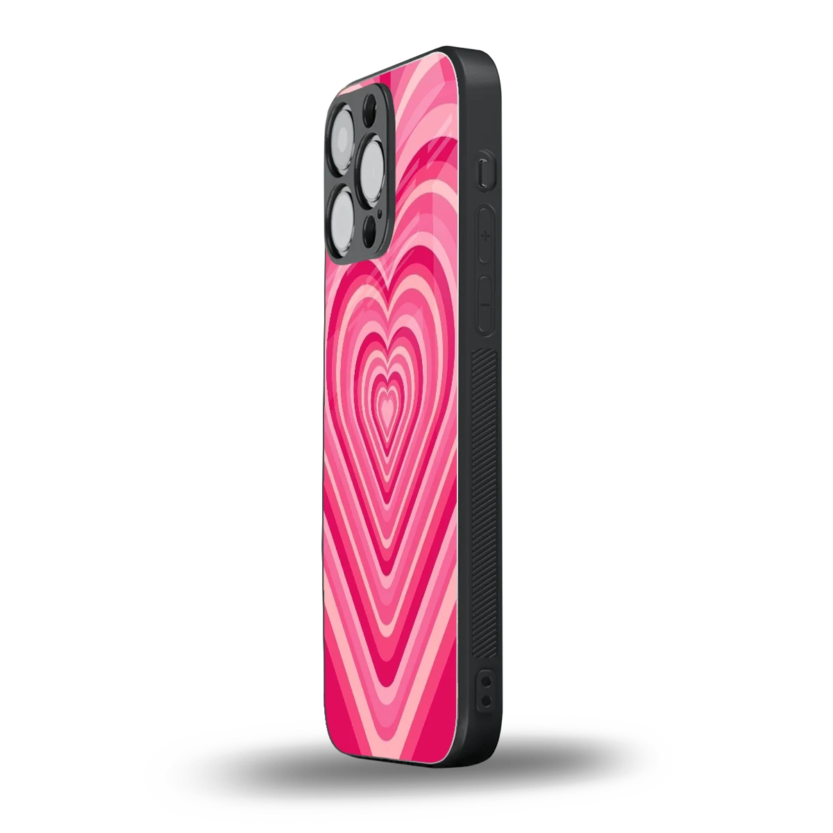 Y2K French Pink Hearts iphone 16 pro max mobile cover | shockproof glass phone case