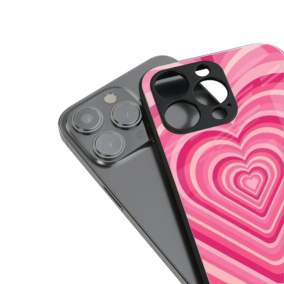 Y2K French Pink Hearts stylish phone case for iPhone 16 | glossy glass and slim fit