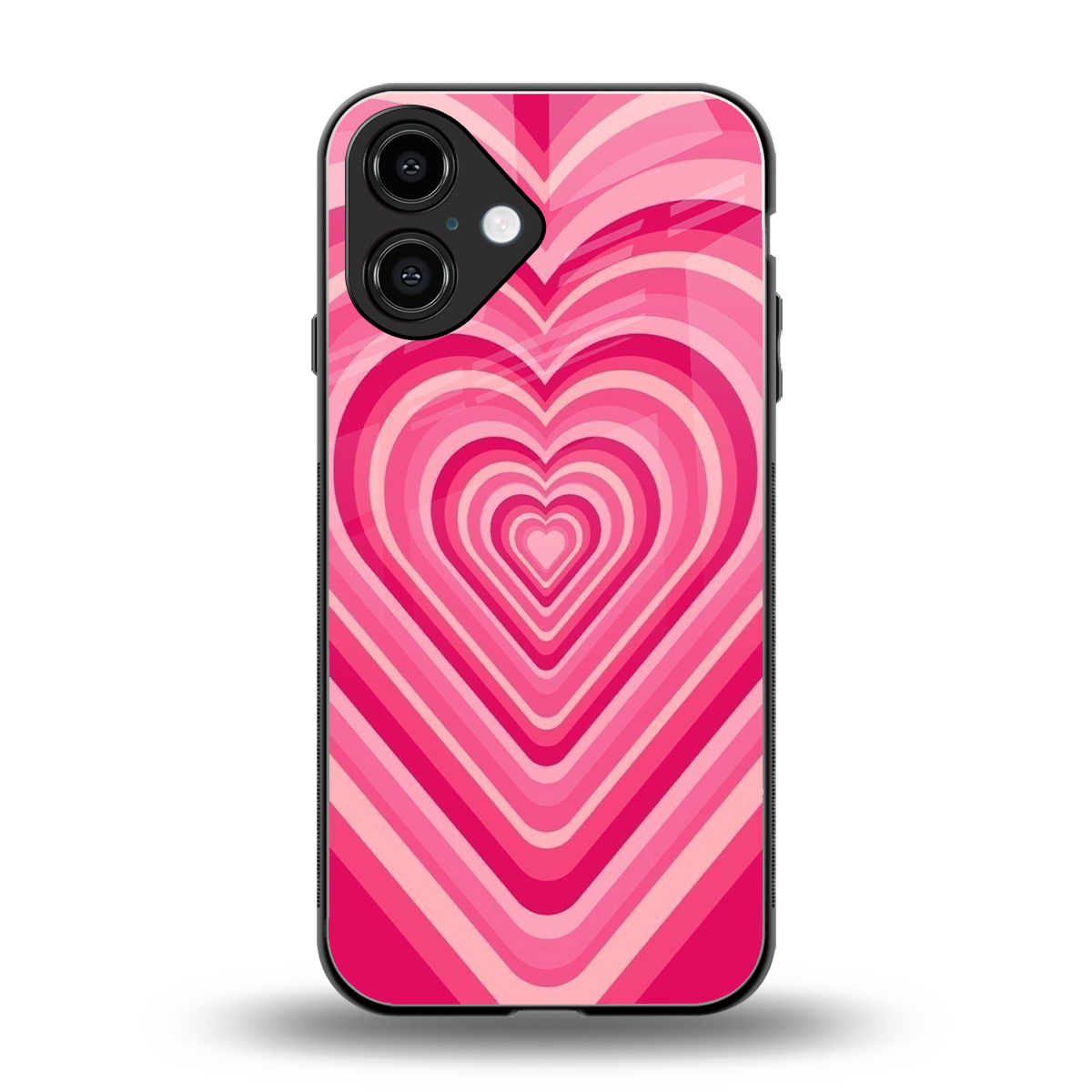 Y2K French Pink Hearts back phone cover | glass case for iphone 16