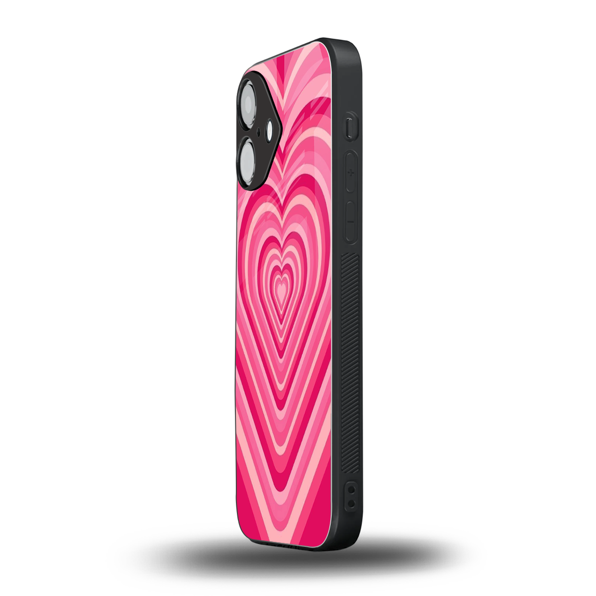 Y2K French Pink Hearts iPhone 16 mobile cover | shockproof glass phone case