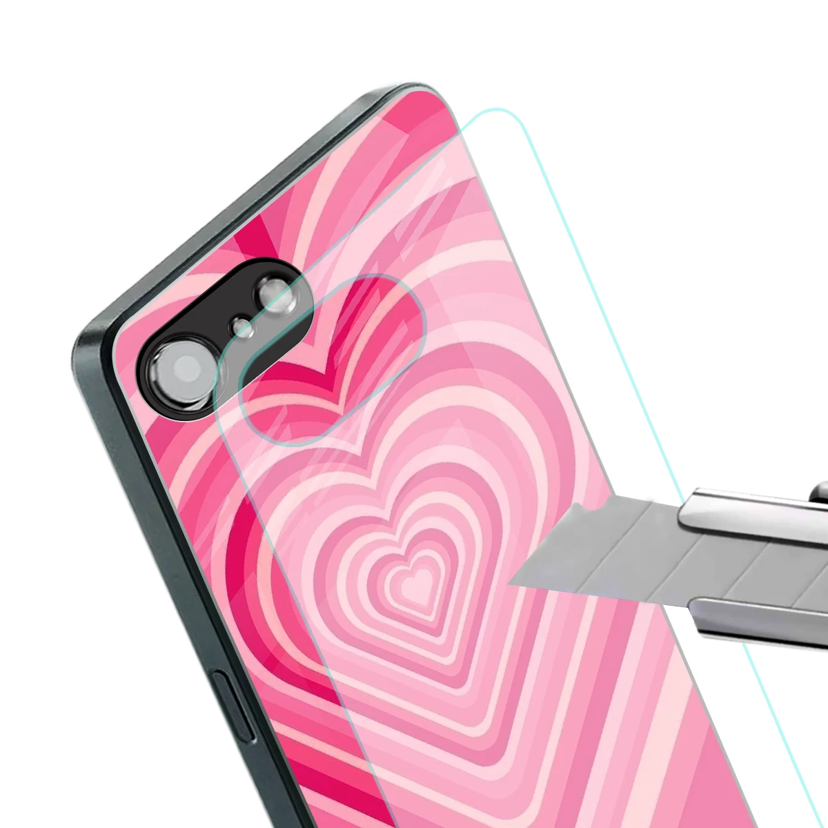 Y2K French Pink Hearts stylish phone case for iphone 16e | glossy glass and slim fit