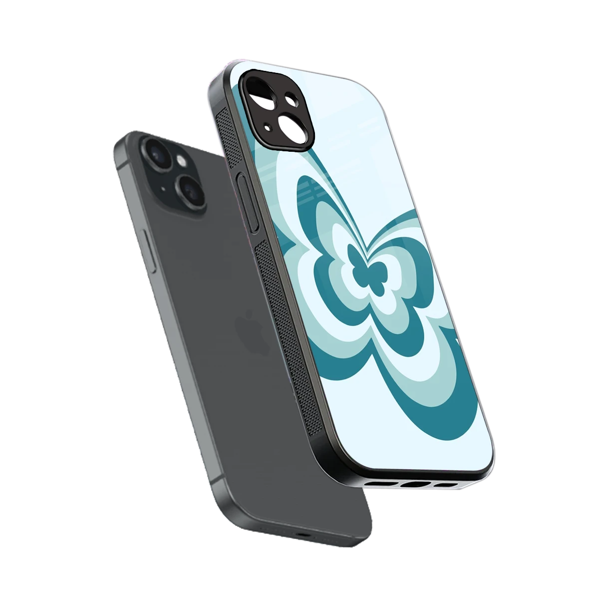Y2K Green Butterfly sleek iphone 14 plus cover with tempered glass back and TPU edges