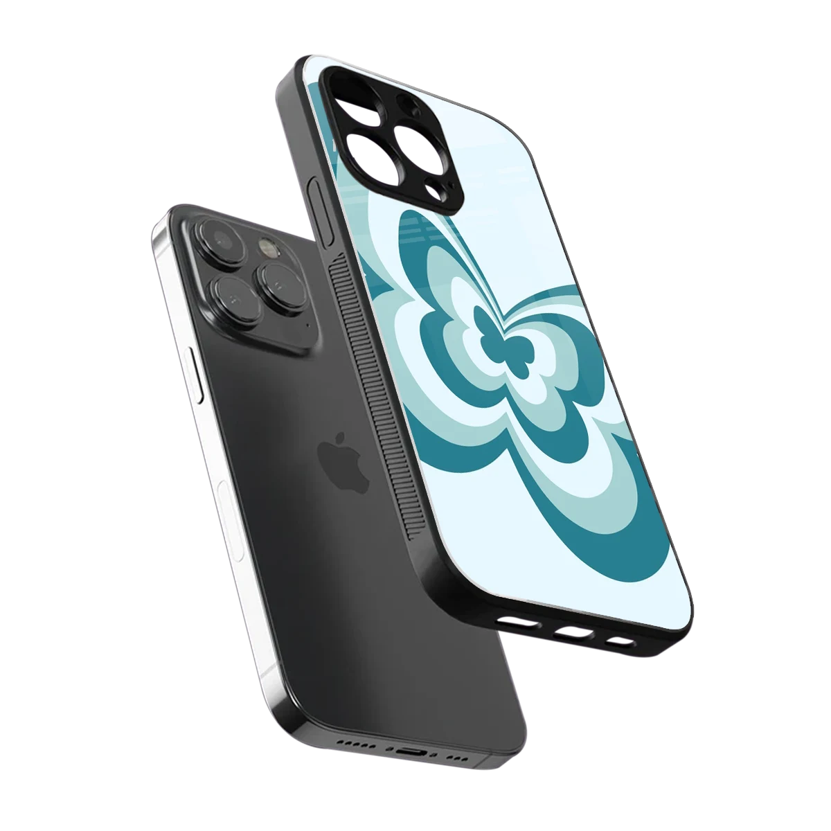 Y2K Green Butterfly sleek iphone 16 pro max cover with tempered glass back and TPU edges