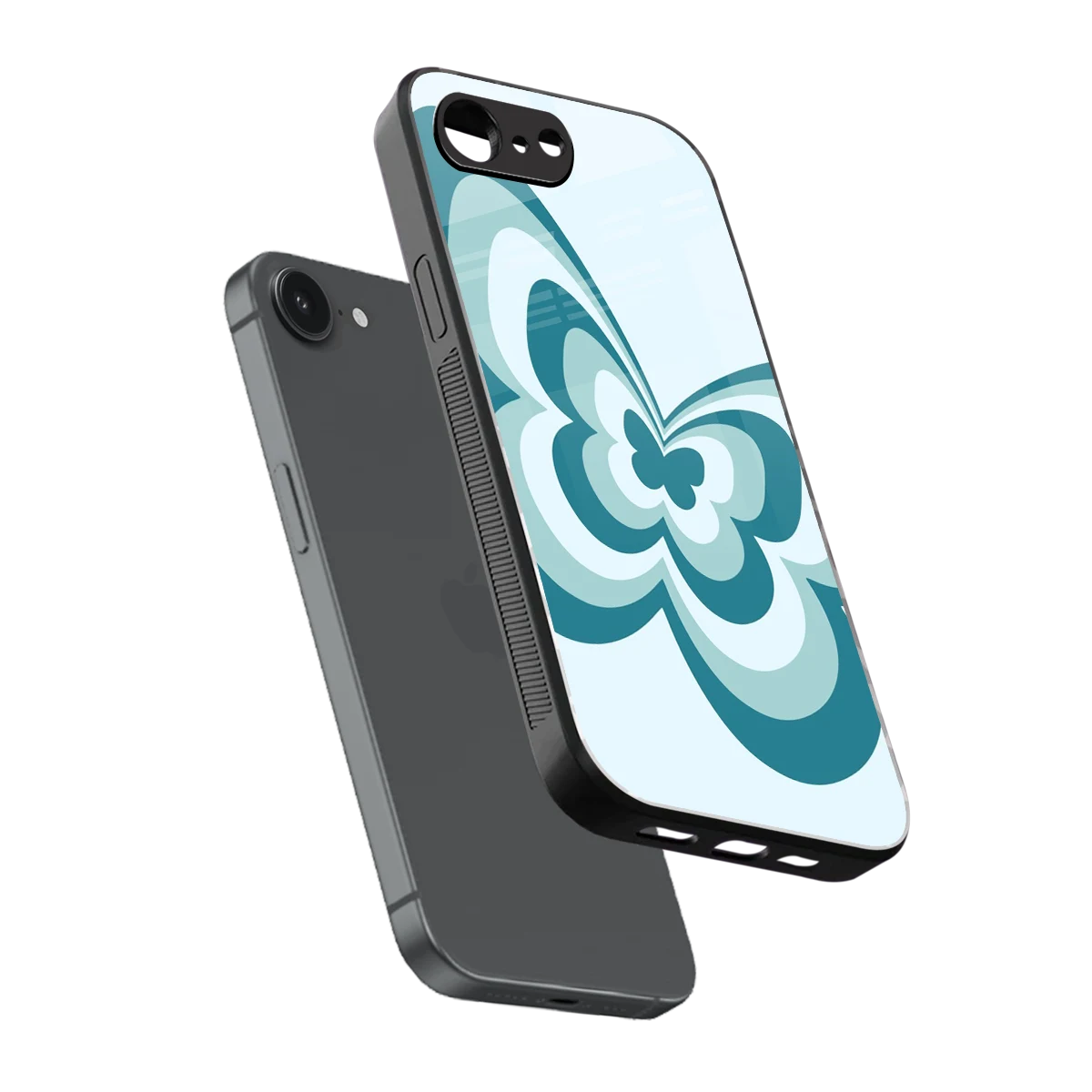 Y2K Green Butterfly sleek iphone 16e cover with tempered glass back and TPU edges