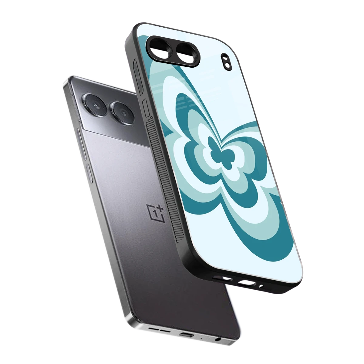 Y2K Green Butterfly sleek oneplus nord 4 cover with tempered glass back and TPU edges