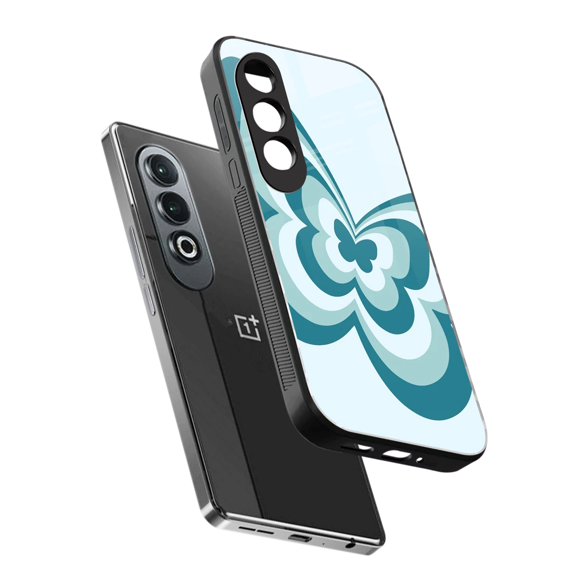 Y2K Green Butterfly sleek oneplus nord ce 4 cover with tempered glass back and TPU edges