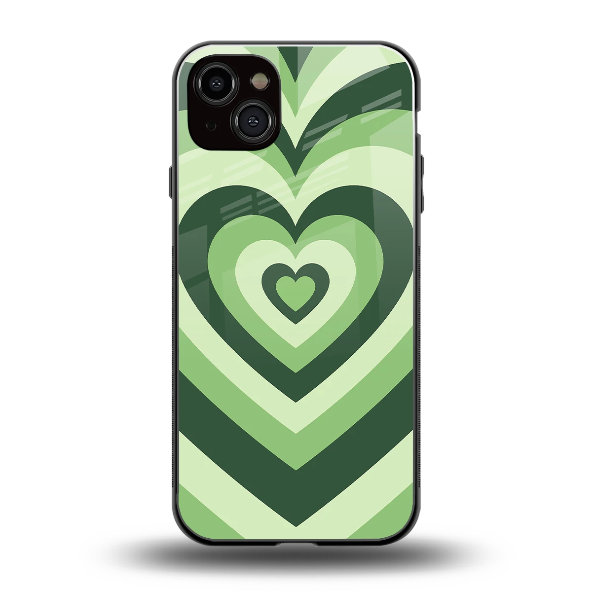 Y2K Green Hearts back phone cover | glass case for iphone 14 plus
