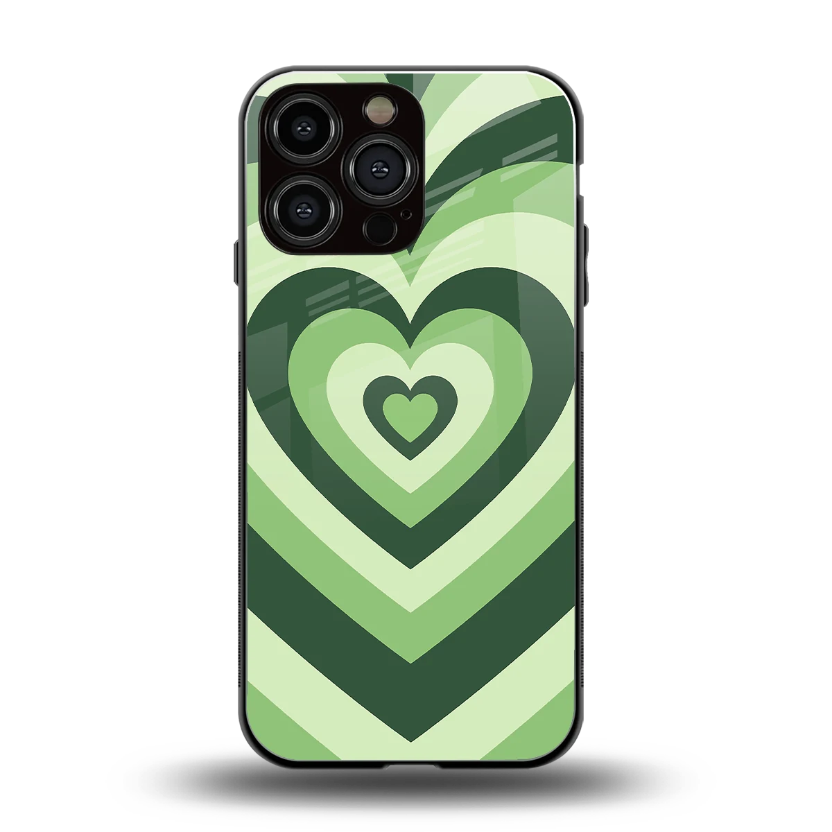 Y2K Green Hearts back phone cover | glass case for iphone 16 pro max