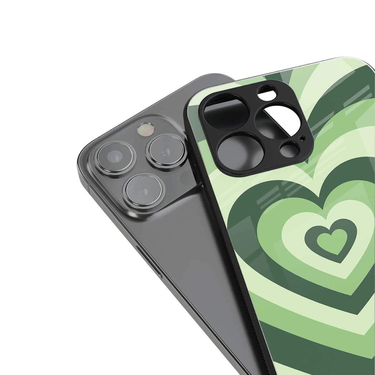 Y2K Green Hearts stylish phone case for iPhone 16 | glossy glass and slim fit