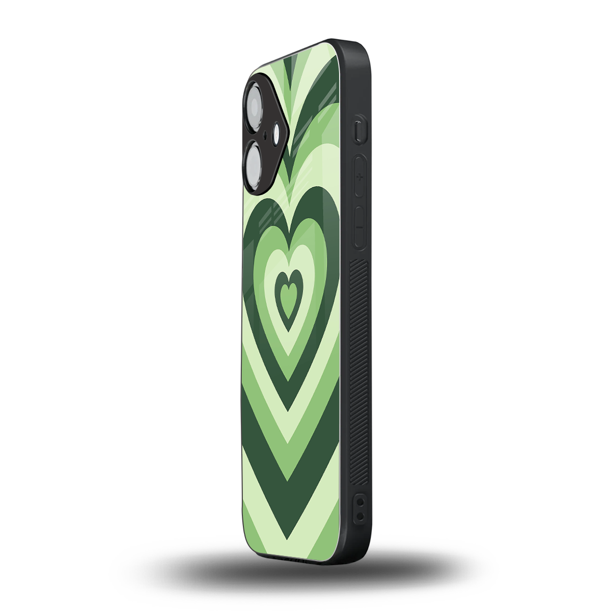 Y2K Green Hearts iPhone 16 mobile cover | shockproof glass phone case