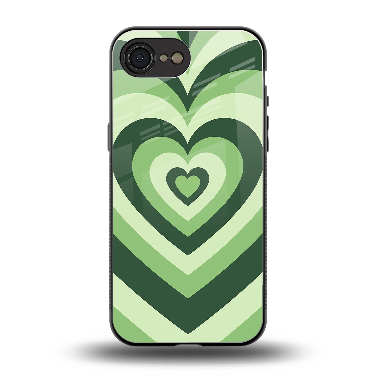 Y2K Green Hearts back phone cover | glass case for iphone 16e