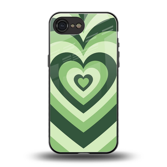 Y2K Green Hearts back phone cover | glass case for iphone 16e
