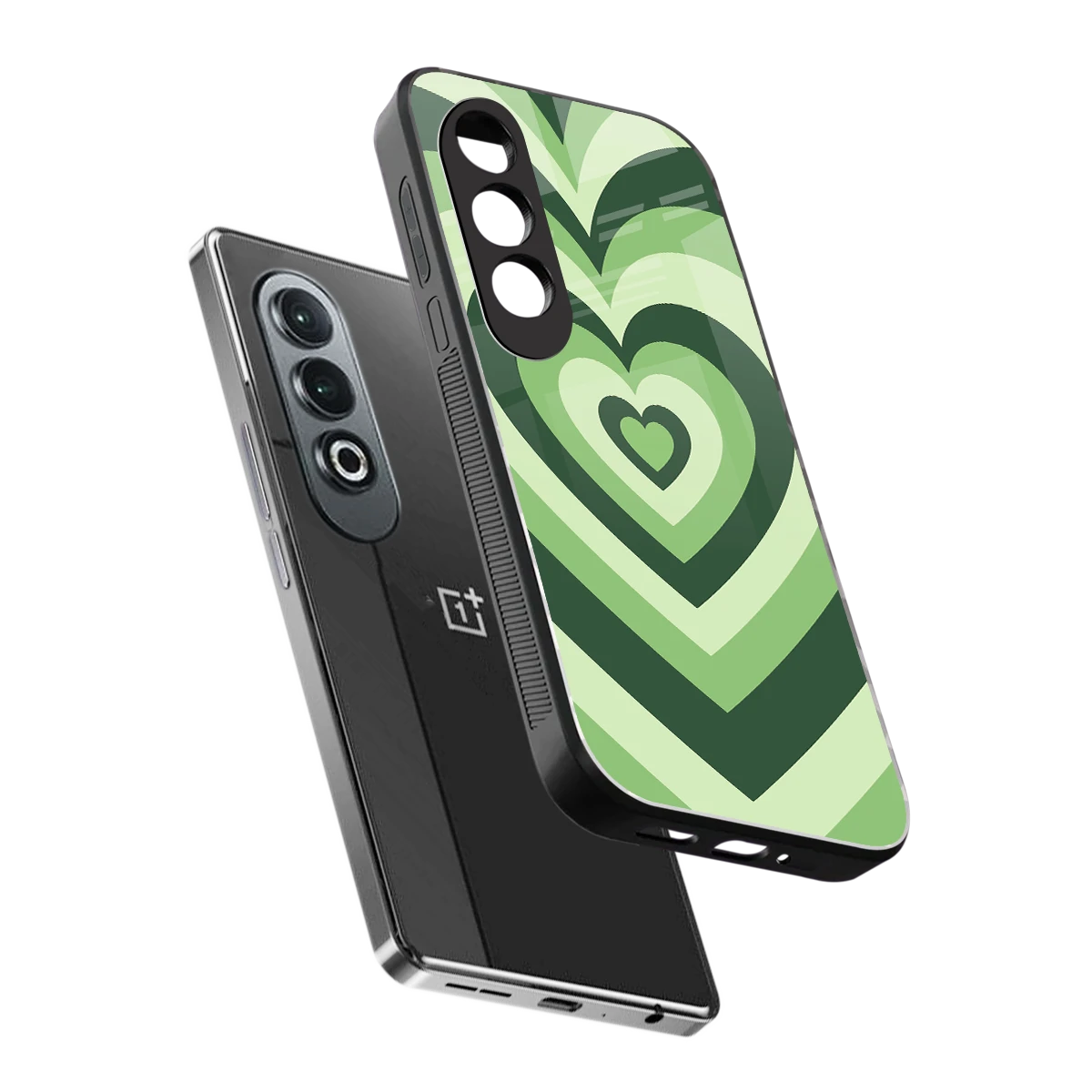 Y2K Green Hearts sleek oneplus nord ce 4 cover with tempered glass back and TPU edges
