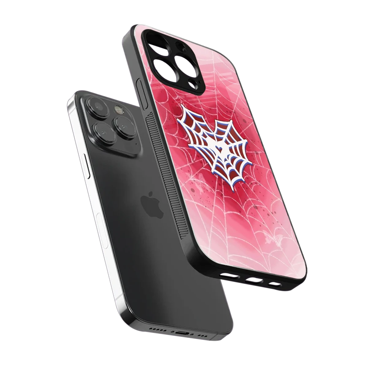 Y2K Hearts X Web sleek iphone 13 pro cover with tempered glass back and TPU edges
