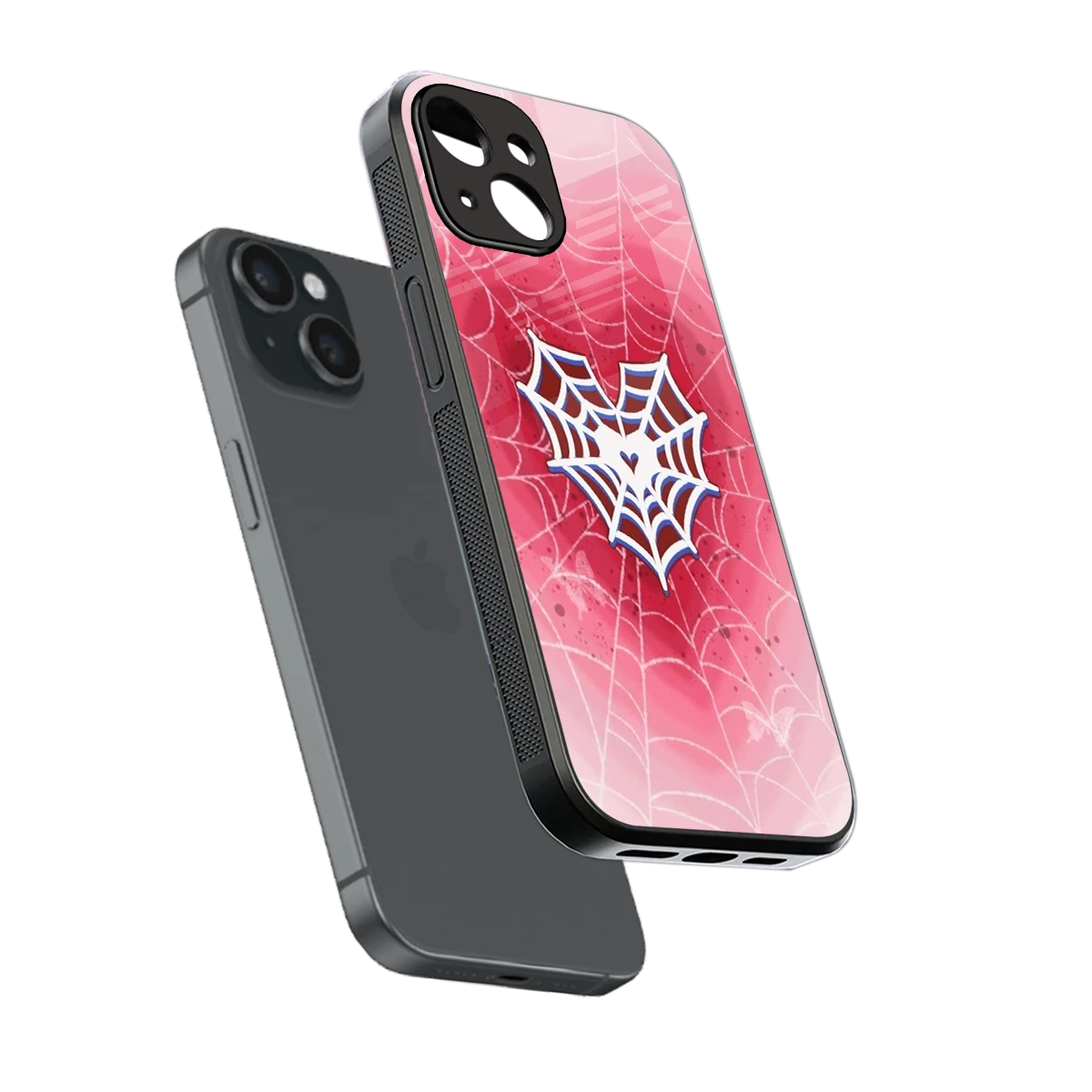 Y2K Hearts X Web sleek iphone 13 cover with tempered glass back and TPU edges