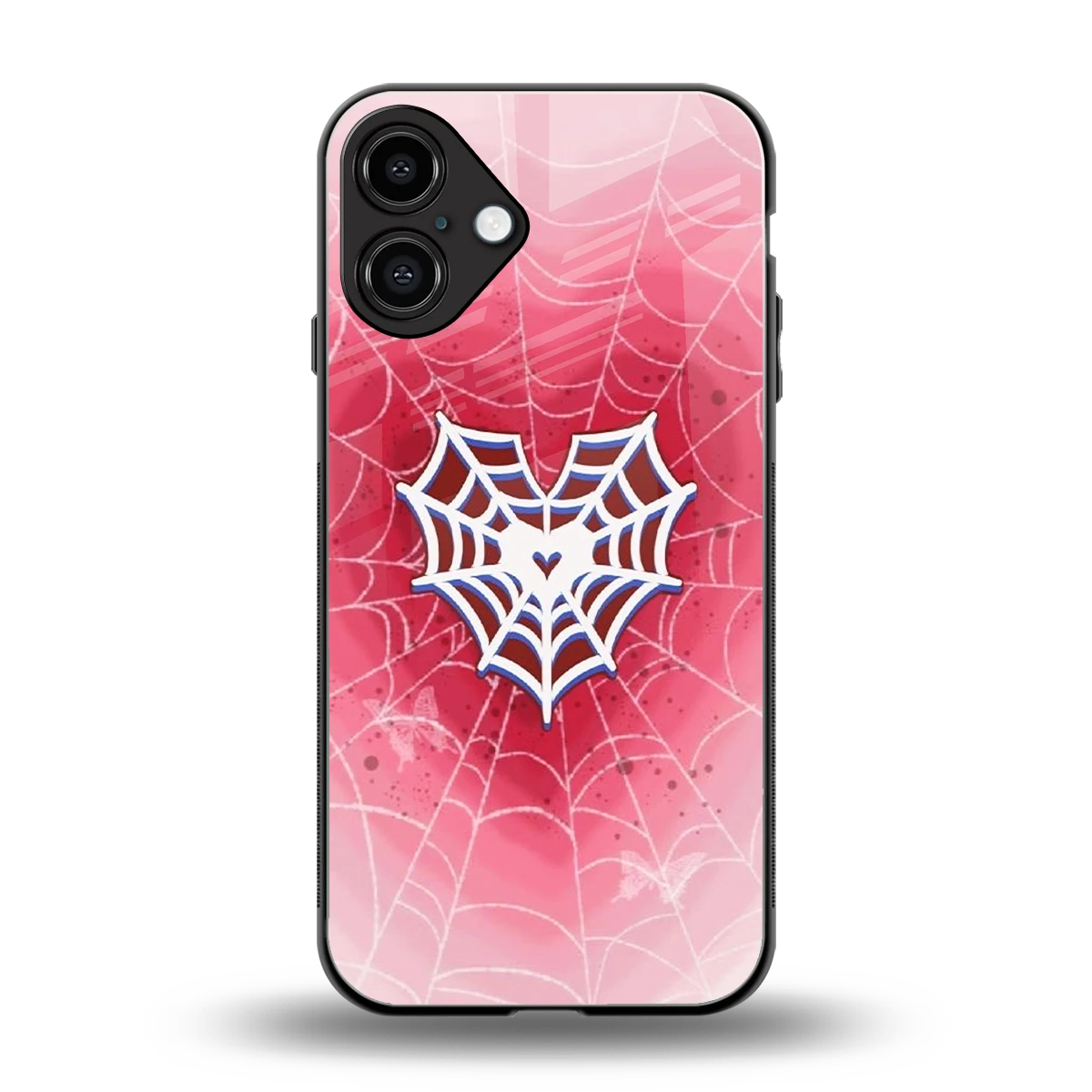 Y2K Hearts X Web back phone cover | glass case for iphone 16 plus