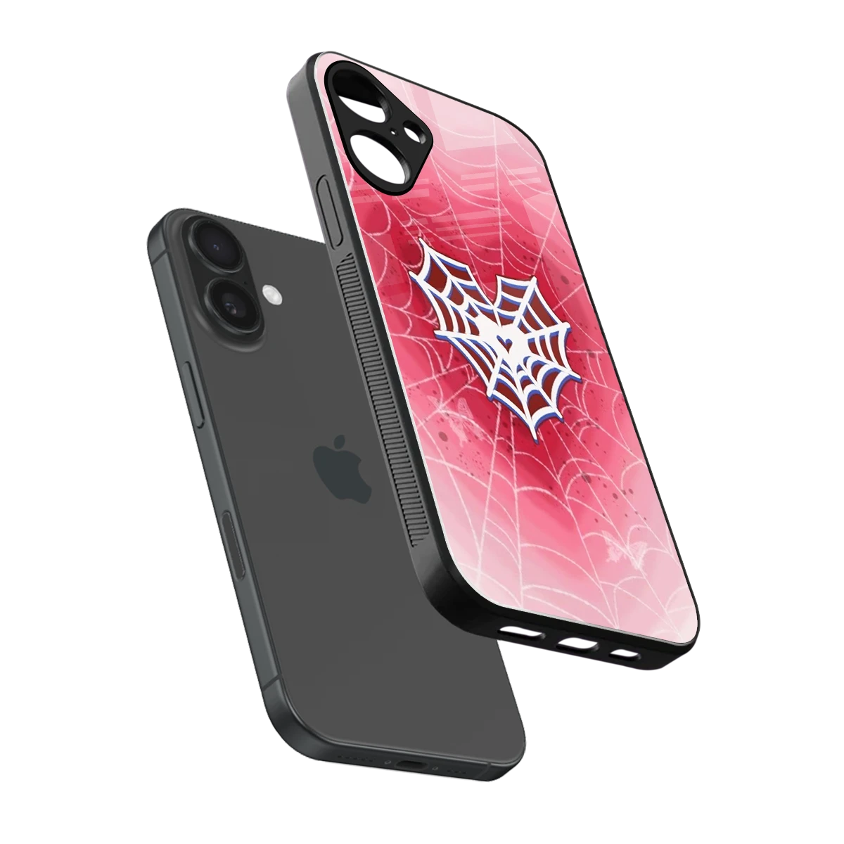 Y2K Hearts X Web sleek iphone 16 plus cover with tempered glass back and TPU edges