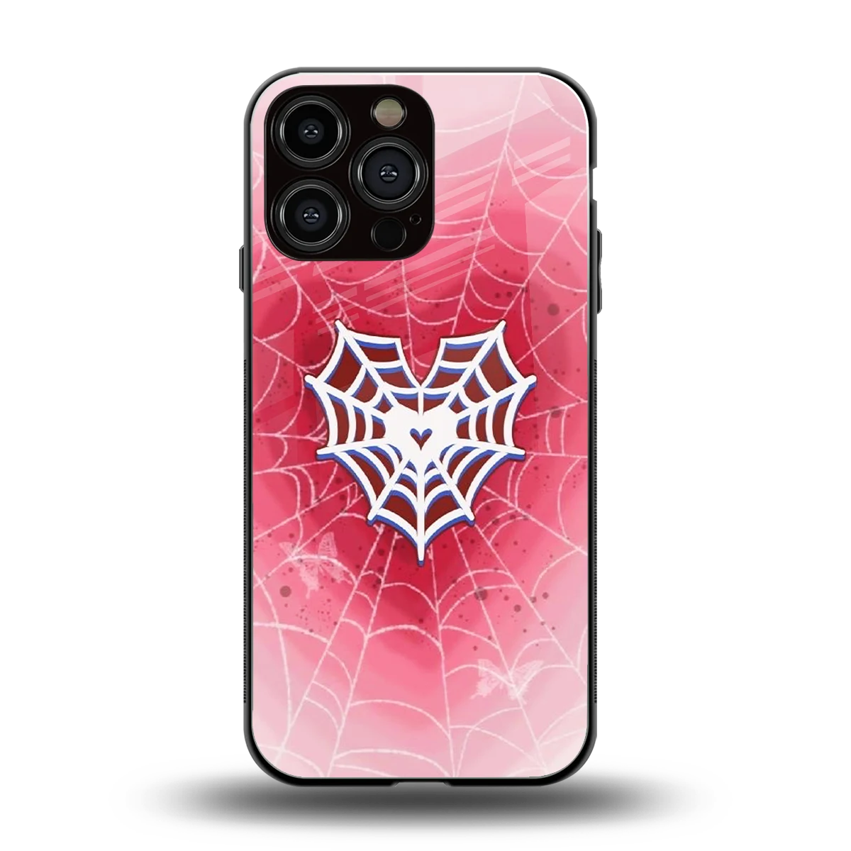 Y2K Hearts X Web back phone cover | glass case for iphone 16 pro max