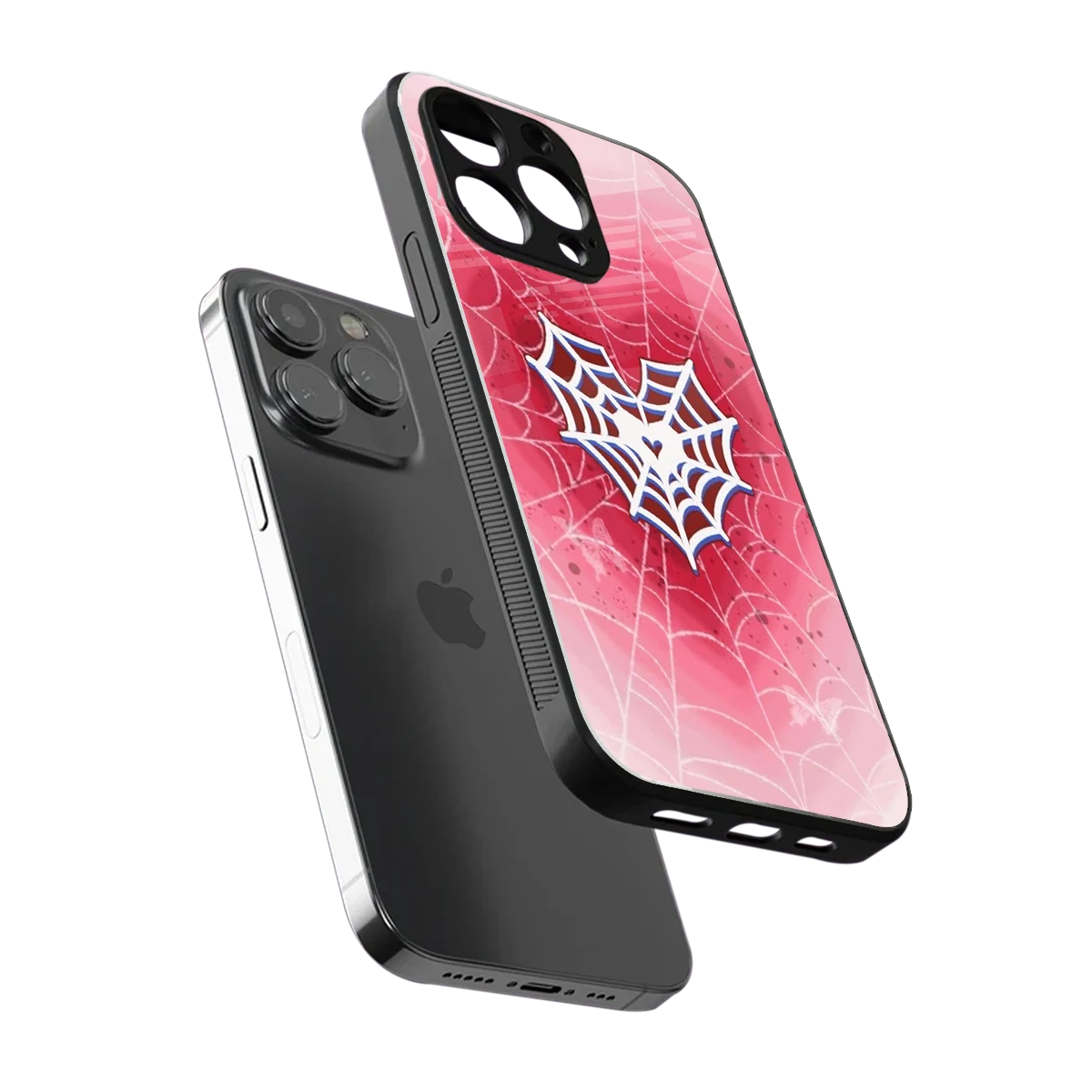 Y2K Hearts X Web sleek iphone 16 pro max cover with tempered glass back and TPU edges