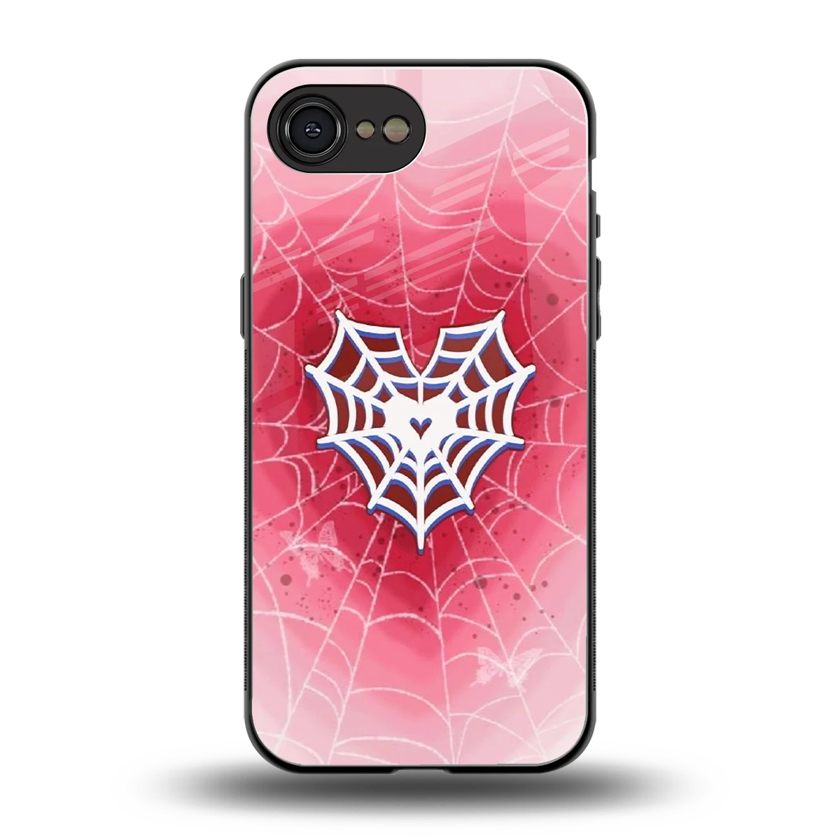 Y2K Hearts X Web back phone cover | glass case for iphone 16e
