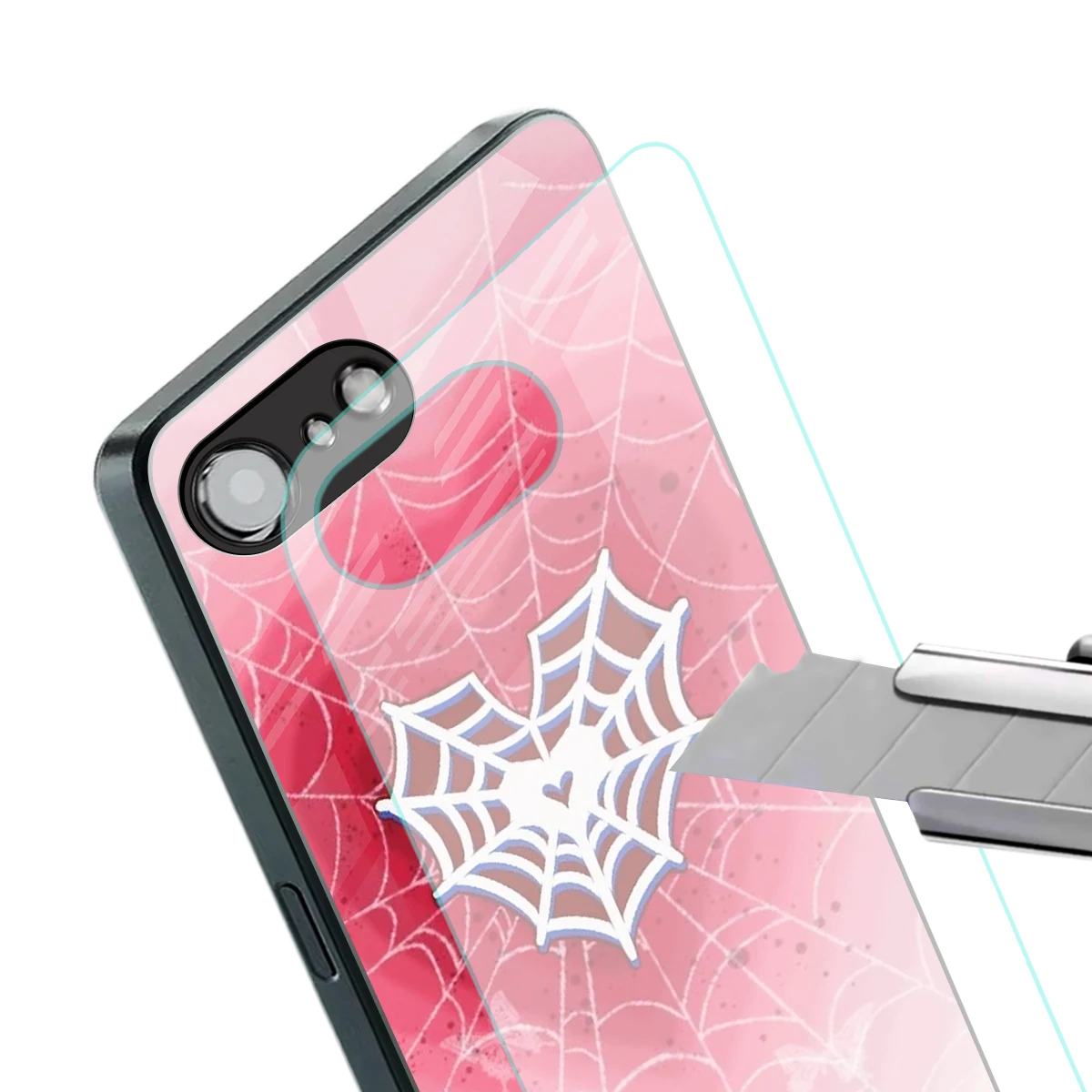 Y2K Hearts X Web stylish phone case for iphone 16e | glossy glass and slim fit