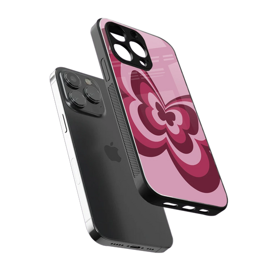 Y2K Magenta Butterfly sleek iphone 14 pro max cover with tempered glass back and TPU edges