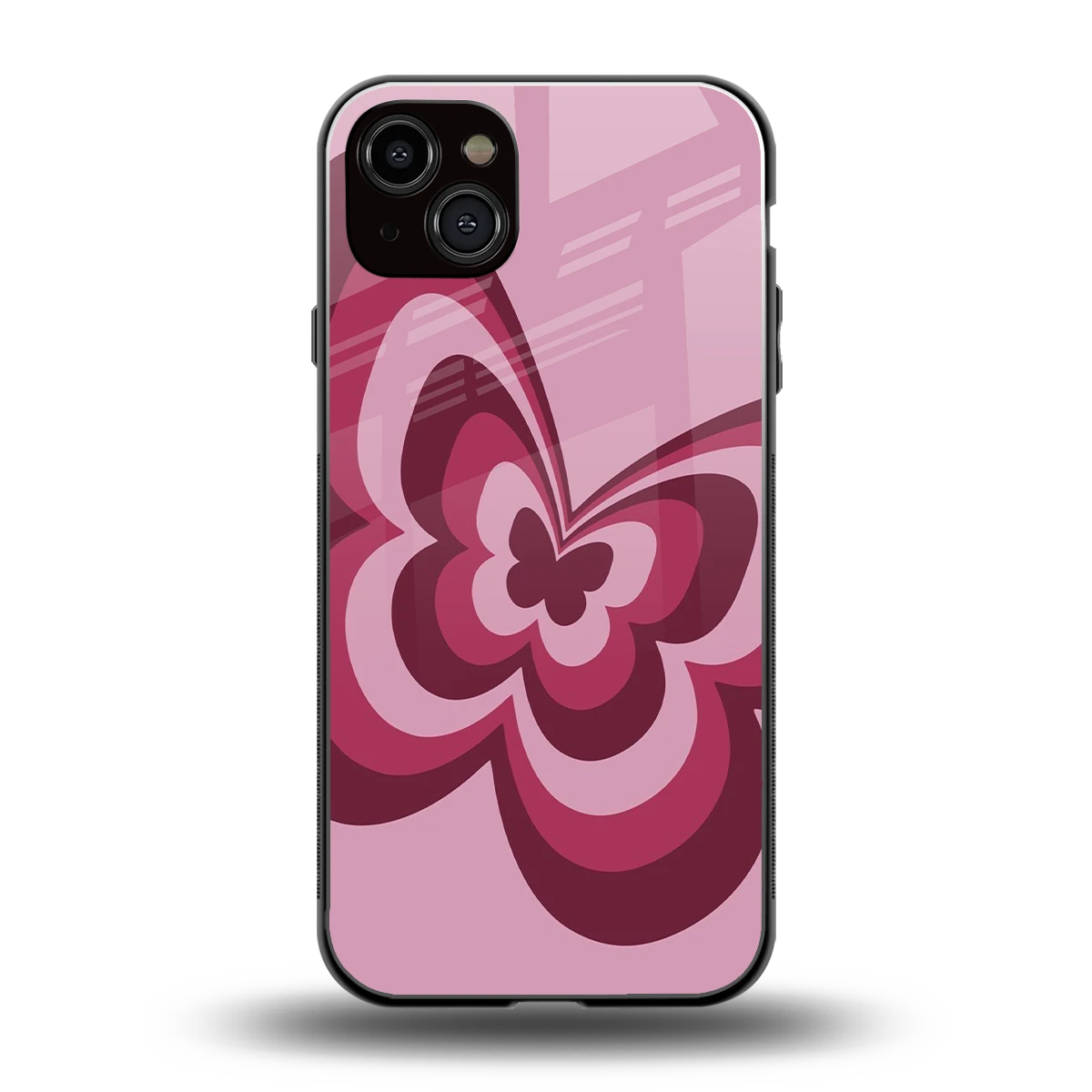 Y2K Magenta Butterfly back phone cover | glass case for iphone 14 plus