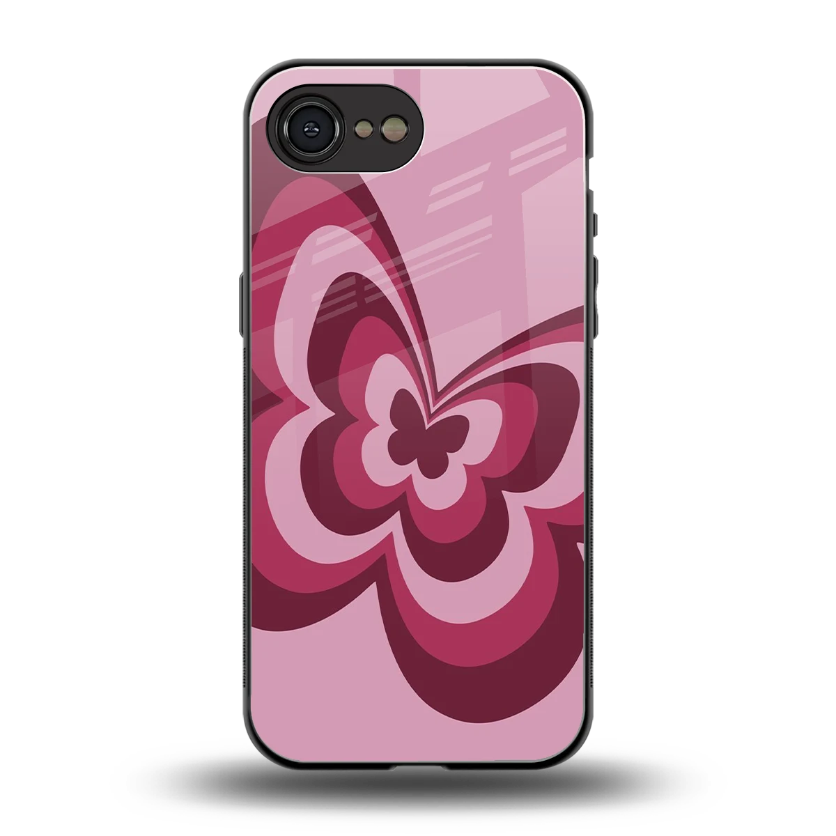 Y2K Magenta Butterfly back phone cover | glass case for iphone 16e