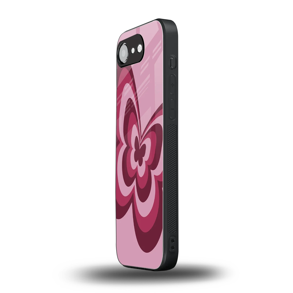 Y2K Magenta Butterfly iphone 16e mobile cover | shockproof glass phone case